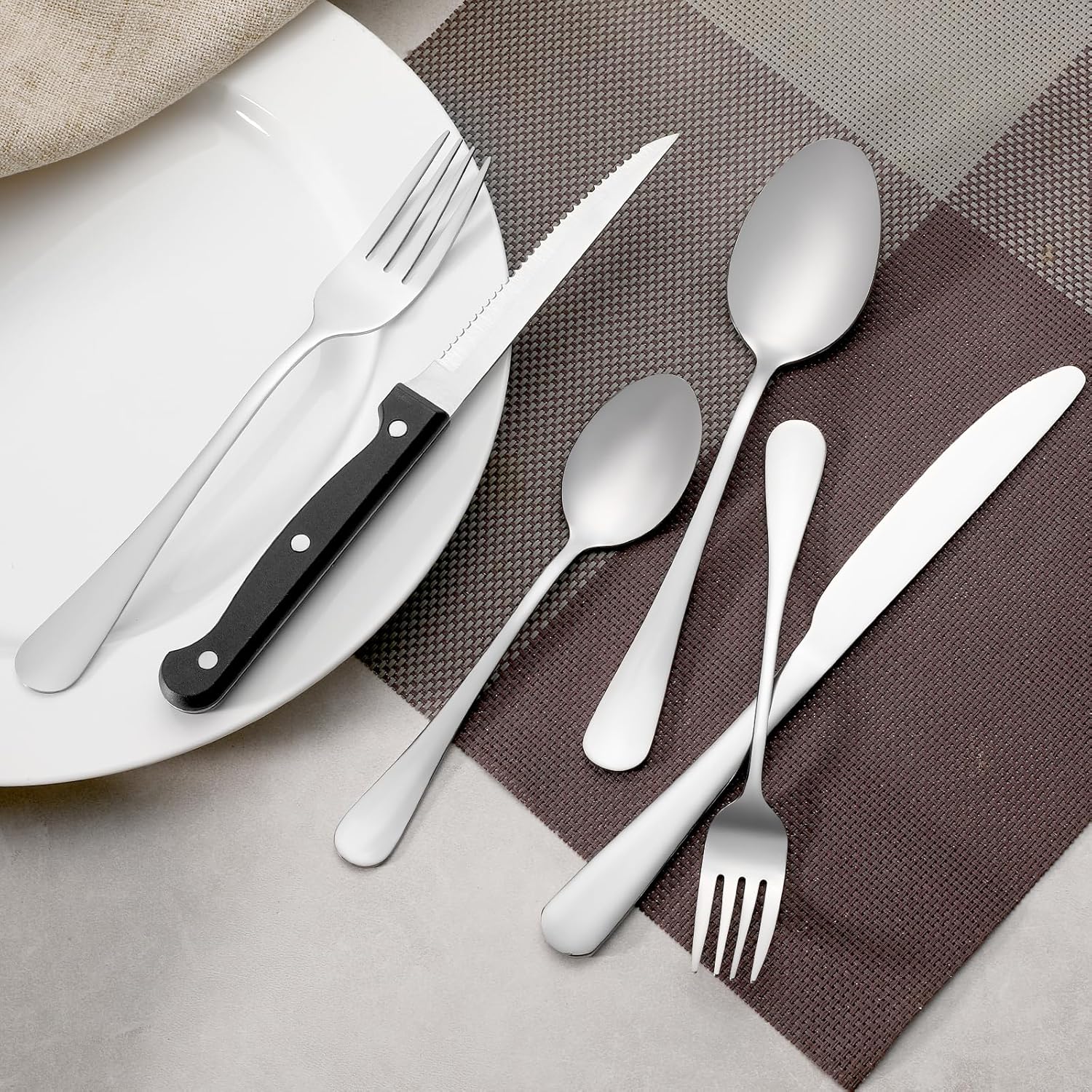 24 Pcs Forks and Spoons Silverware Set  Food Grade Stainless Steel Flatware Cutlery Set for Home  Kitchen and Restaurant  12 Dinner Fork(8") and 12 Teaspoon(6.7")  Mirror Polished  Dishwasher Safe