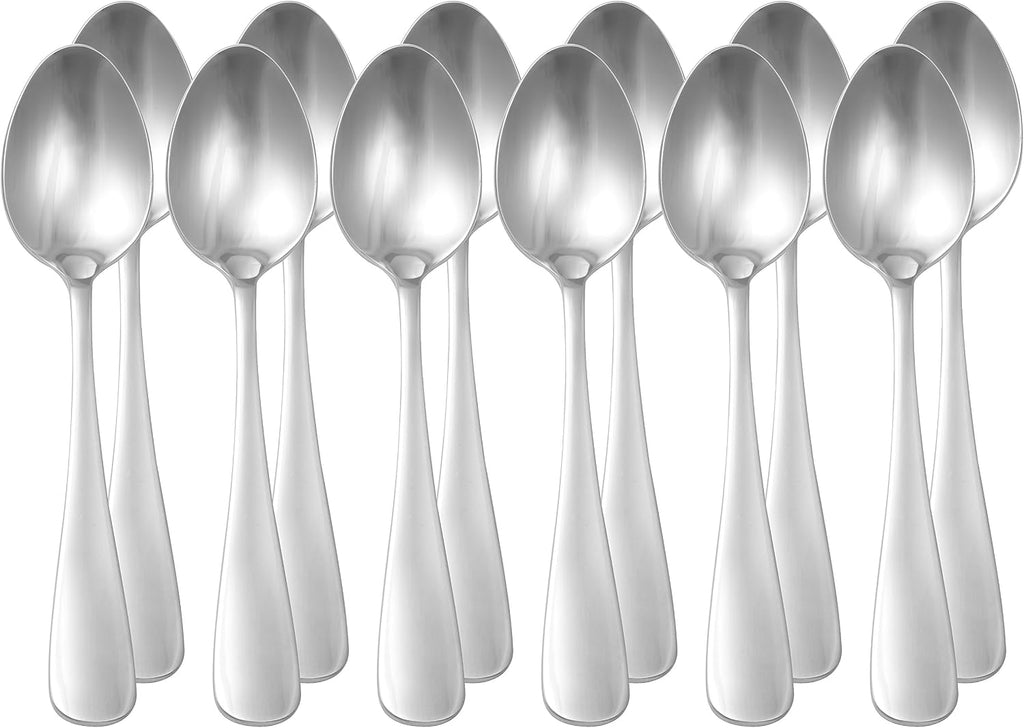 Amazon Basics Stainless Steel Dishwasher Safe Dinner Spoons with Round Edge  Large Tablespoons  7.9 inches  Pack of 12  Silver