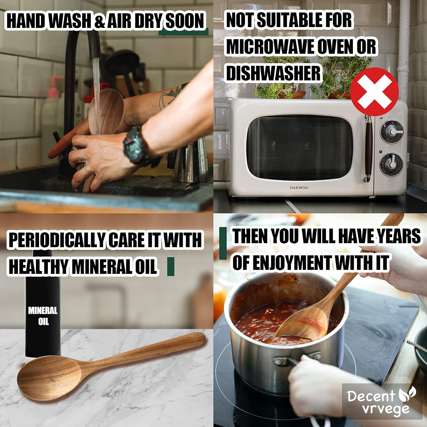 Wood Spoon  Healthy Acacia Wooden Cooking Spoons  Durable Kitchen Serving Spoon Scooper  Non Scratch Wood Ladle Tableware For Cooking  Serving Salad  Stirring Soup  Easy to use
