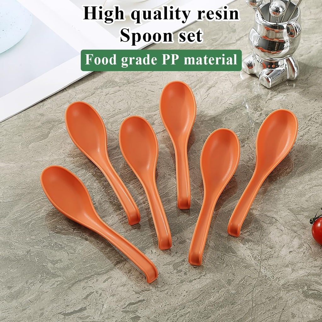 Kyraton Soup Spoons 24 Pieces  Reusable Plastic Table Spoon  Sturdy and Durable Asian Dinner Spoon Made of Food Grade PP  BPA Free  Easy Clean  Dishwasher Safe