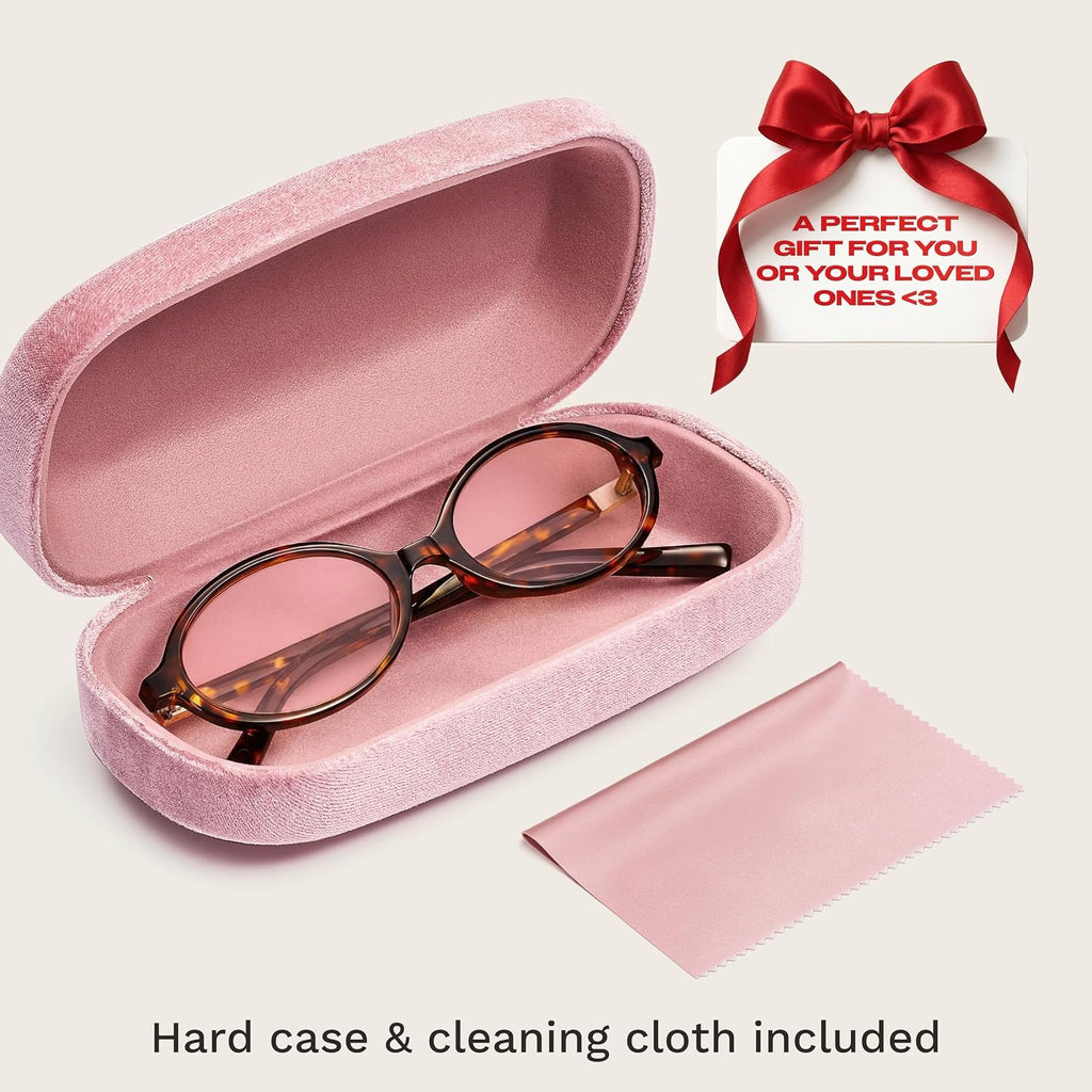 livho Blue Light Glasses for Women – Y2K Aesthetic Edgy Oval & Rectangle Frame & Blush Pink Case  90s Vibe Screen Protection