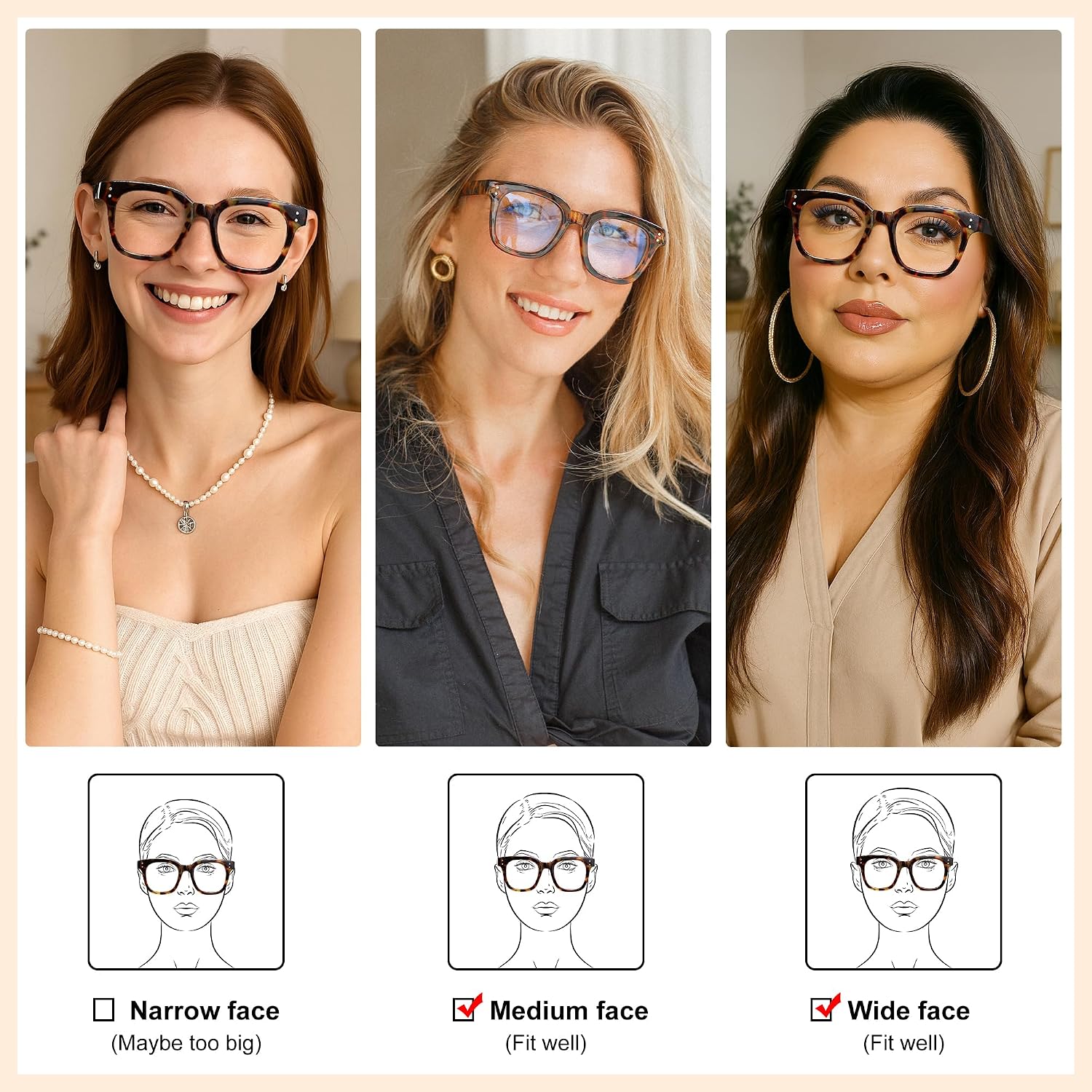 Madison Avenue Women Blue Light Glasses Oversize Blue Light Blocker for Women  Anti Eyestrain & UV Protection Computer Eyeglasses Hanna (Tortoiseshell)