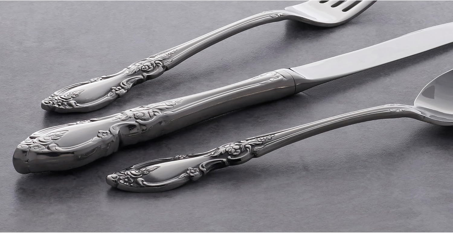 Oneida Louisiana 4-Piece Fine Salad Forks Stainless Steel Silverware Set  18/8 Stainless Steel Small Fork Set  Service For 4  Dishwasher Safe  Silver  Mirror Finish  Metal  Utensils (Silver  4 Piece)