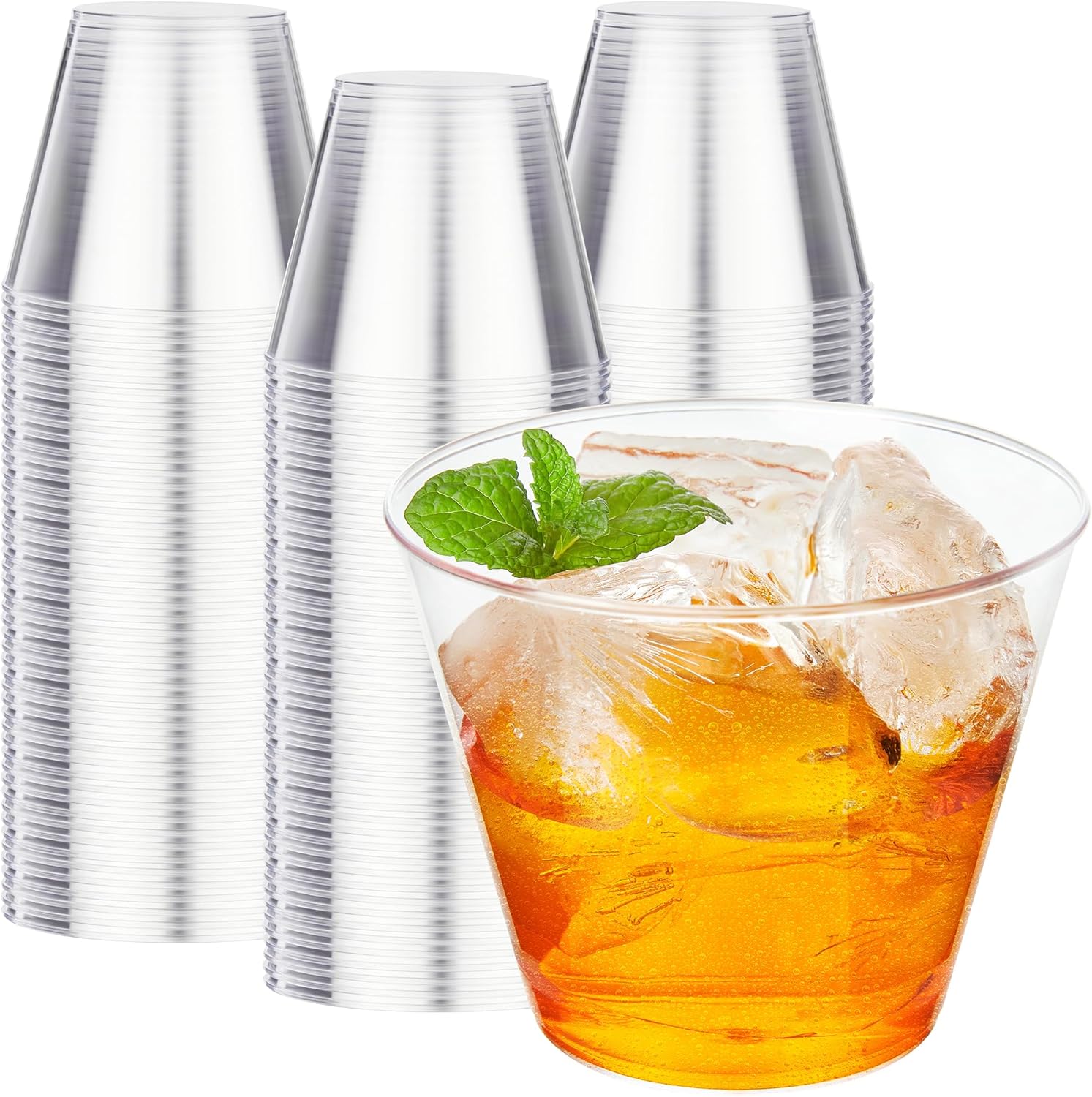 RACETOP 200 Pack 9 oz Clear Plastic Cups for Party  Disposable Clear Cup  Disposable Cups  Wine Glasses Cups  Plastic Cocktail Glasses