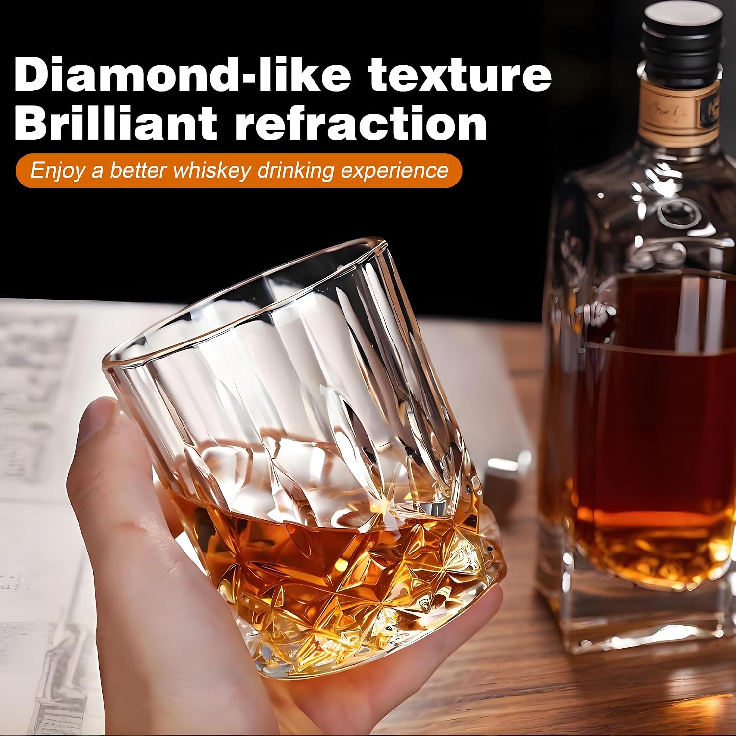 Whiskey Glasses Set of 8  11 oz Crystal Old Fashioned Glasses  Buy 6 Get 2 Free  Perfect for Bourbon  Scotch  Vodka  Gift for Men  Women  Dad  Father