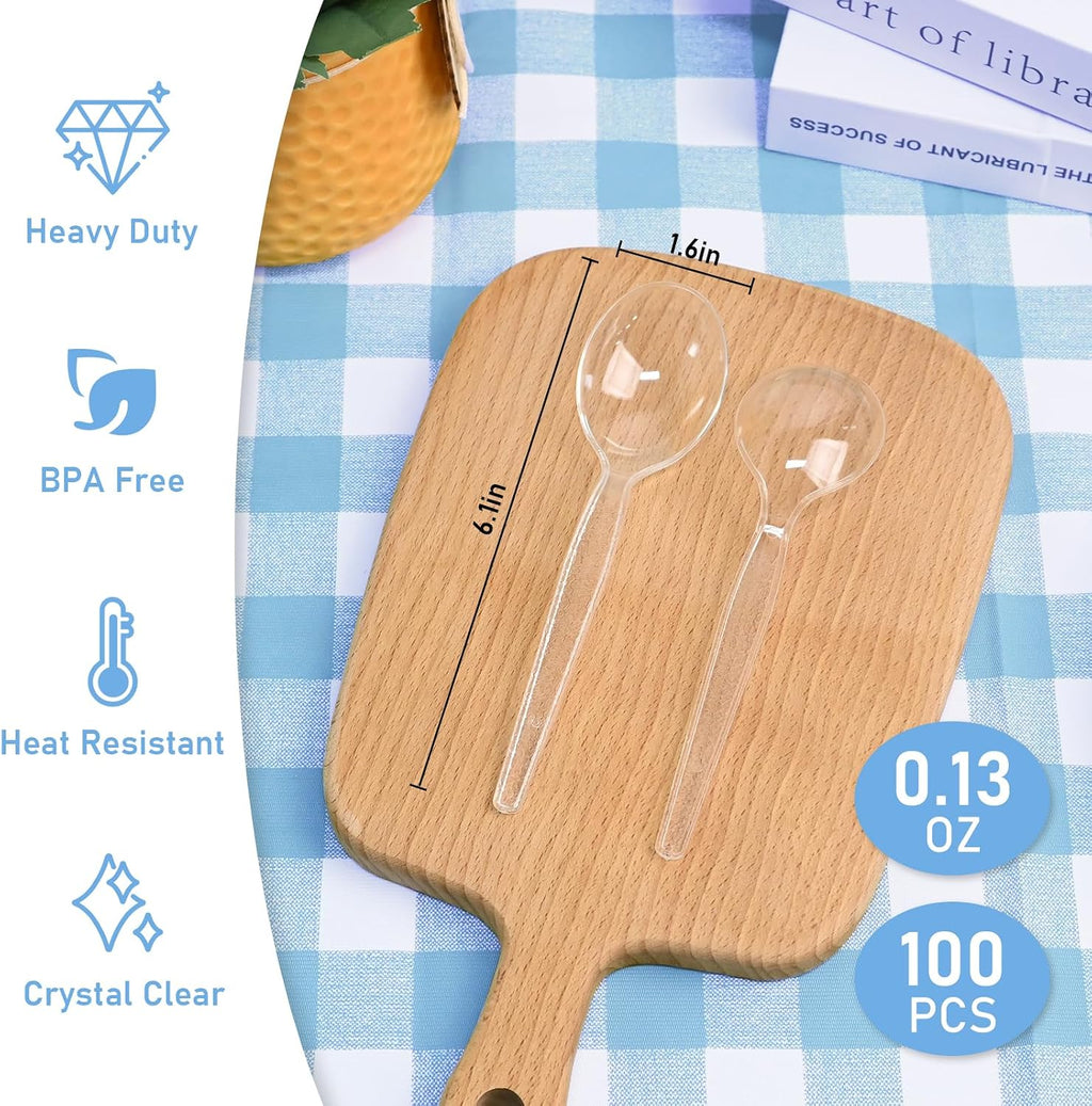 Eco Dispose 100 Count Disposable Plastic Spoons Heat Resistant and BPA Free  Heavy Duty Durable Disposable Cutlery for Party Event Supply