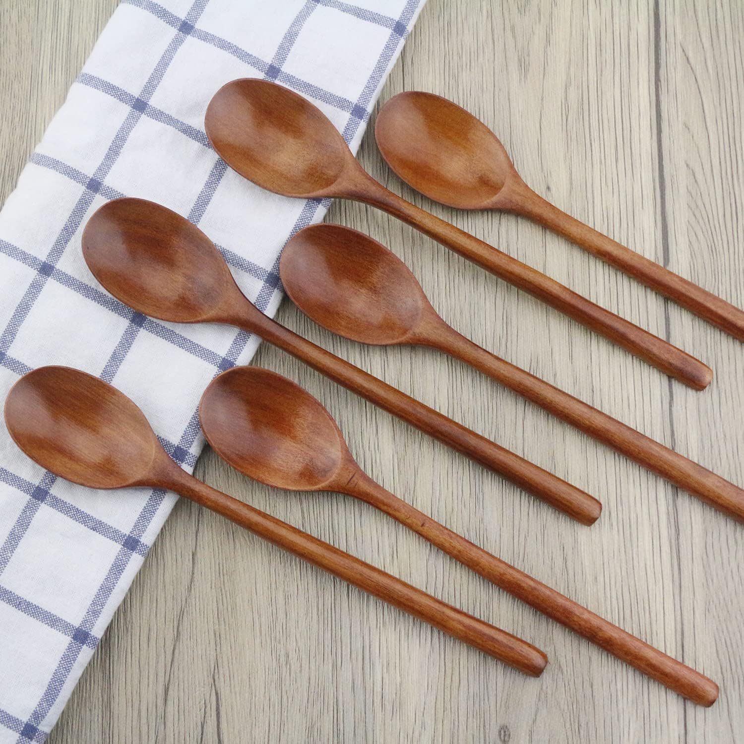 Wooden Spoons  6 Pieces 9 Inch Wood Soup Spoons for Eating Mixing Stirring  Wood Spoon with Japanese Style Kitchen Utensil