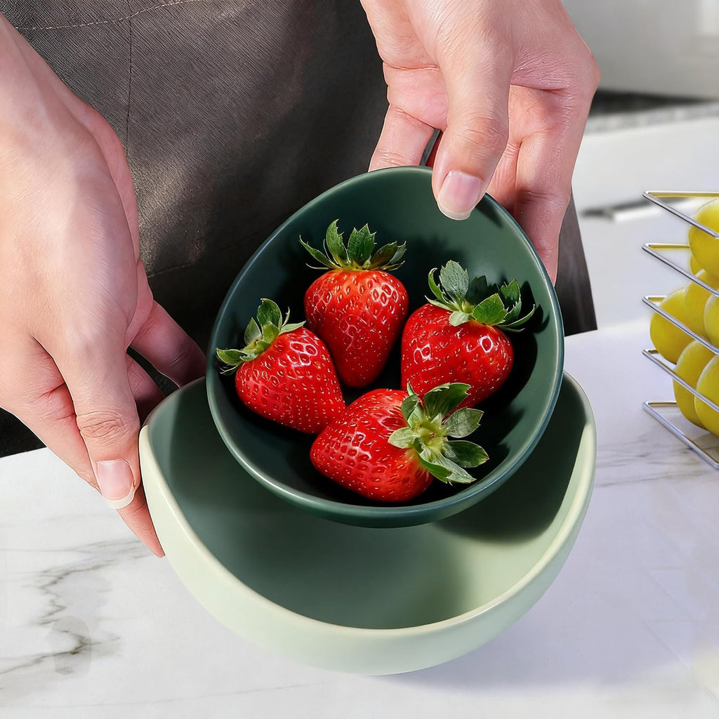 Notakia Salad Decorative Bowls Lotus Shaped Pasta Bowls Dishwasher Safe  Unique Angled Ceramic Bowls for Salad  Pasta  Soup  Rice  Prep  Ideal for Restaurant (Green)
