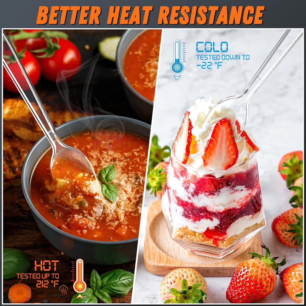 6.8" Clear Plastic Spoons Heavy Duty with Heat Resistant & BPA Free  Solid and Durable Plastic Cutlery  Premium Disposable Spoons for Party Supply(84 Count)