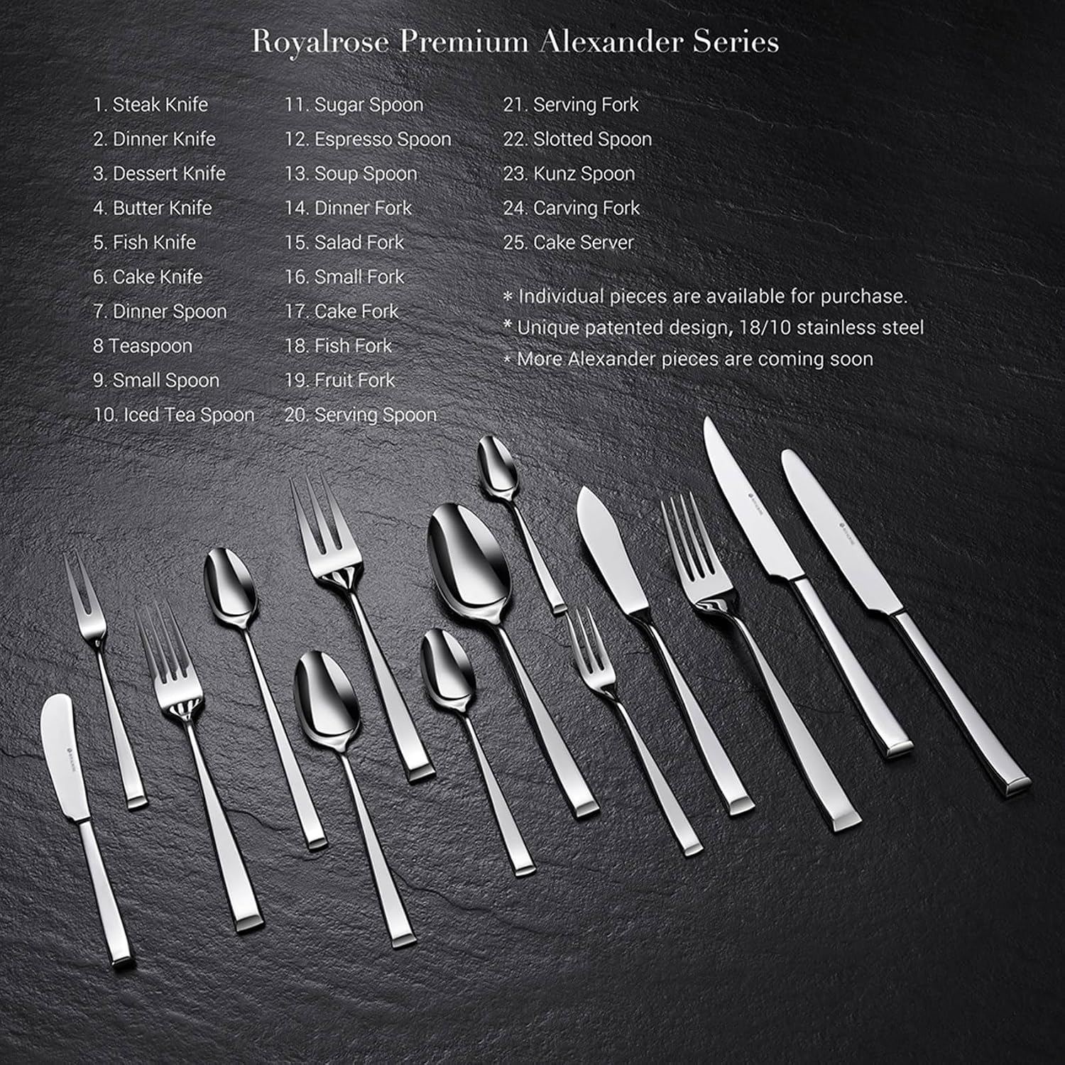 Royalrose Alexander Fine Forks  Set of 4  18/10 Stainless Steel  Well Made  Dishwasher Safe  Heavy Duty Fork (8.1" Dinner Fork)