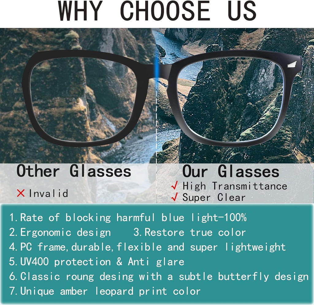 Blue Light Blocking Glasses for Women/Men Clear Frame Square Eyeglasses Computer Gaming Screen Glasses