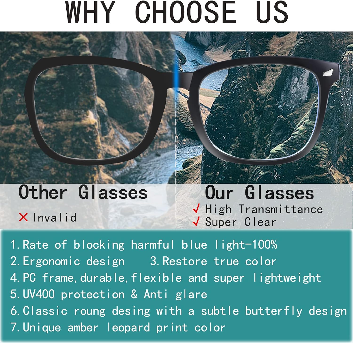 Blue Light Blocking Glasses for Women/Men Clear Frame Square Eyeglasses Computer Gaming Screen Glasses