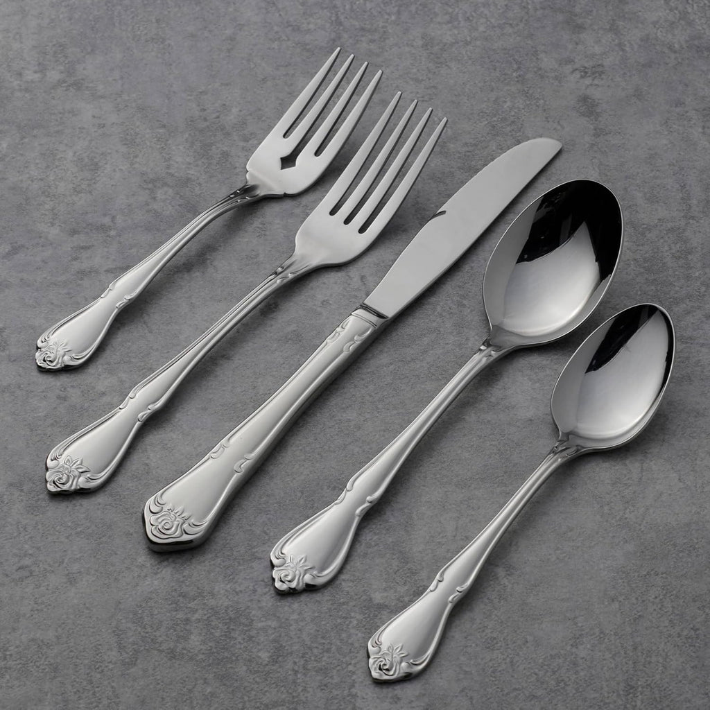 Oneida B552004C True Rose Everyday Flatware Dinner Spoons  Set Of 4  6.75" L x 1.6" W