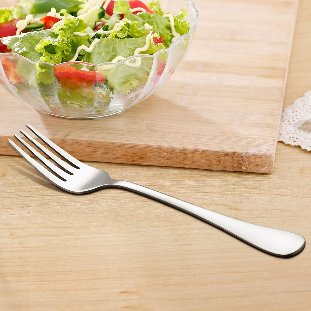 LIANYU Salad Forks Set of 12  Stainless Steel Silverware Flatware Appetizer Dessert Forks  Mirror Finish  Dishwasher Safe