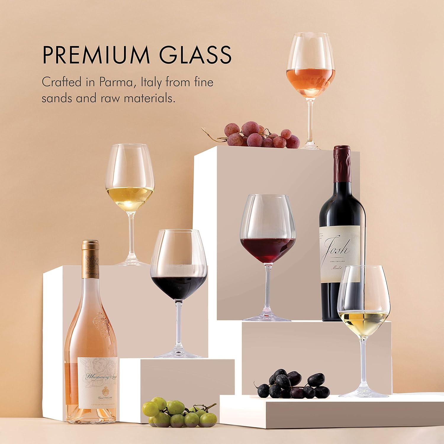 Paksh Novelty Italian Red Wine Glasses - 18 Ounce - Wine Glass Clear (Set of 4)