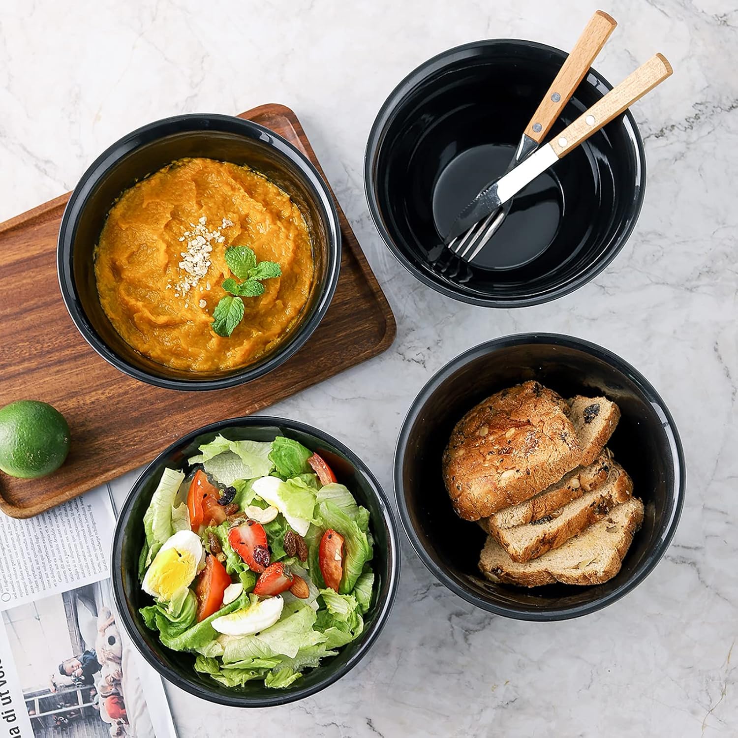 Hasense Ceramic Soup Bowls Set of 4  40 Ounce Large Cereal Bowls for Kitchen  7 Inch Serving Bowls for Salad Pasta Ramen Pho Popcorn  Dishwasher Microwave Safe  Navy Blue