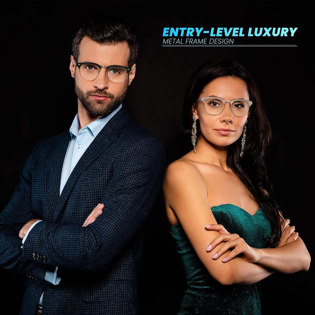 racico Blue Light Glasses for Men & Women - Mixed Material + Metal Frames with UV Protection Coating