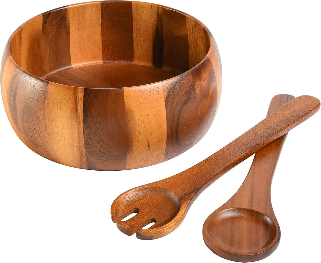 Gibson Home Laurel Acacia Wood Salad Bowl Set  3 - Piece  Acacia Wood