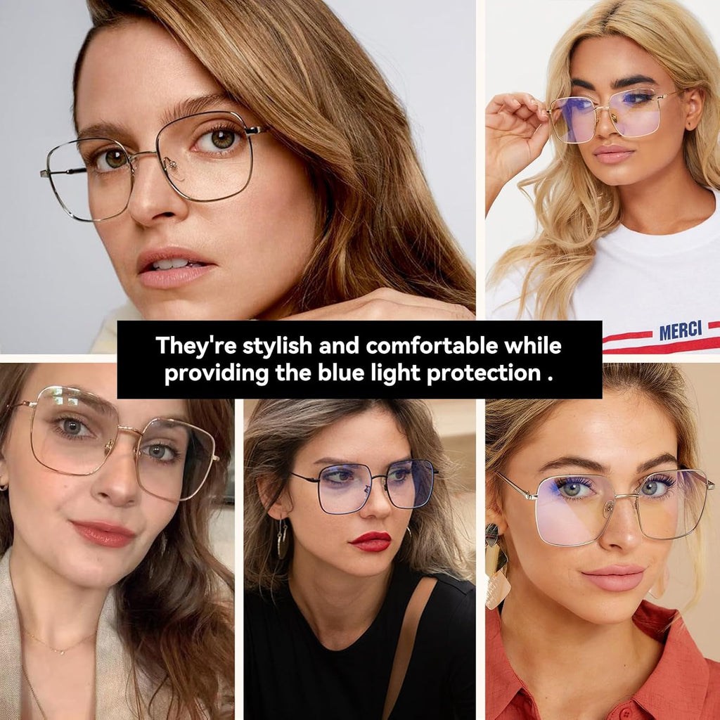 Dollger Blue Light Blocking Glasses women Anti Glare UV Filter Computer Gaming Glasses Retro matal square Eyeglasses Frame