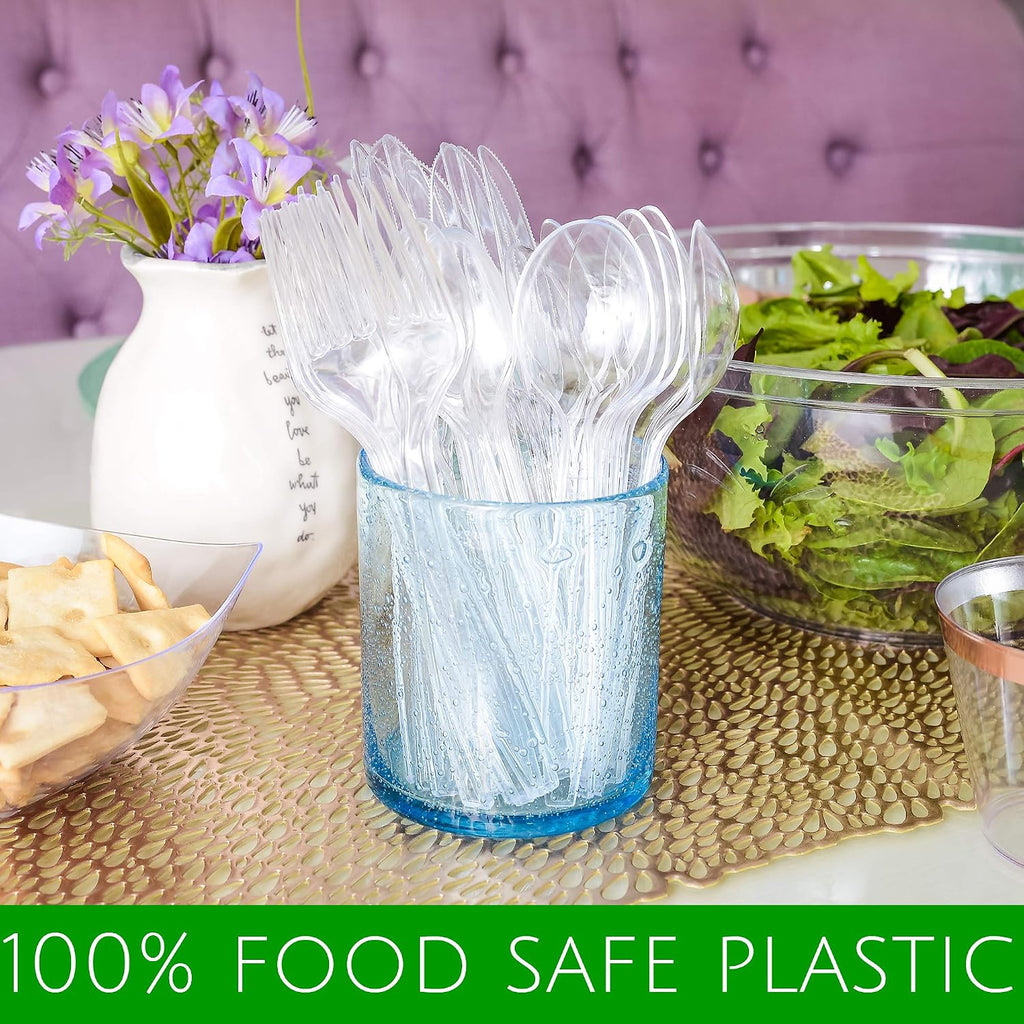Plasticpro Disposable Clear Plastic Cutlery Disposable utensils Heavyweight 100 Count (Soup Spoons)