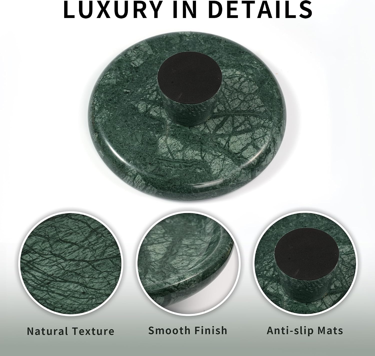 Marble Fruit Bowl for Kitchen - 9.9" Green Decorative Stone Pedestal Bowls for Home Decor  Footed Fruits Holder For Dining Table Counter Organization