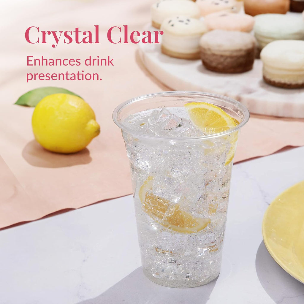 Prestee 400 Clear Plastic Cups - 16 oz Plastic Cups - Disposable Cup - PET Clear Water Cup - Beer Glass Party Mug - Holiday and Christmas Party Supplies