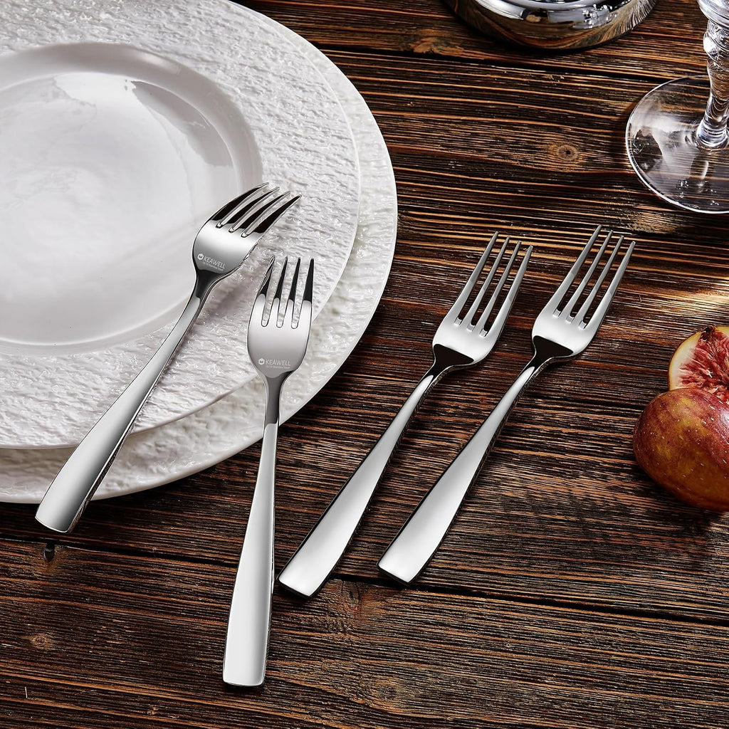 KEAWELL Premium 4-Piece Louis Salad Fork  18/10 Stainless Steel  Set of 4  Fine Fork Set with Squared Edge  Dishwasher Safe (7.6 inches)