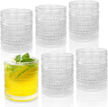 Cocktail Glasses 10 oz Hobnail Drinking Glasses Set of 6  Vintage Glassware  Textured Glass Cups Bubble Glasses Water Glasses Old Fashion Jupiter Glasses Set  clear