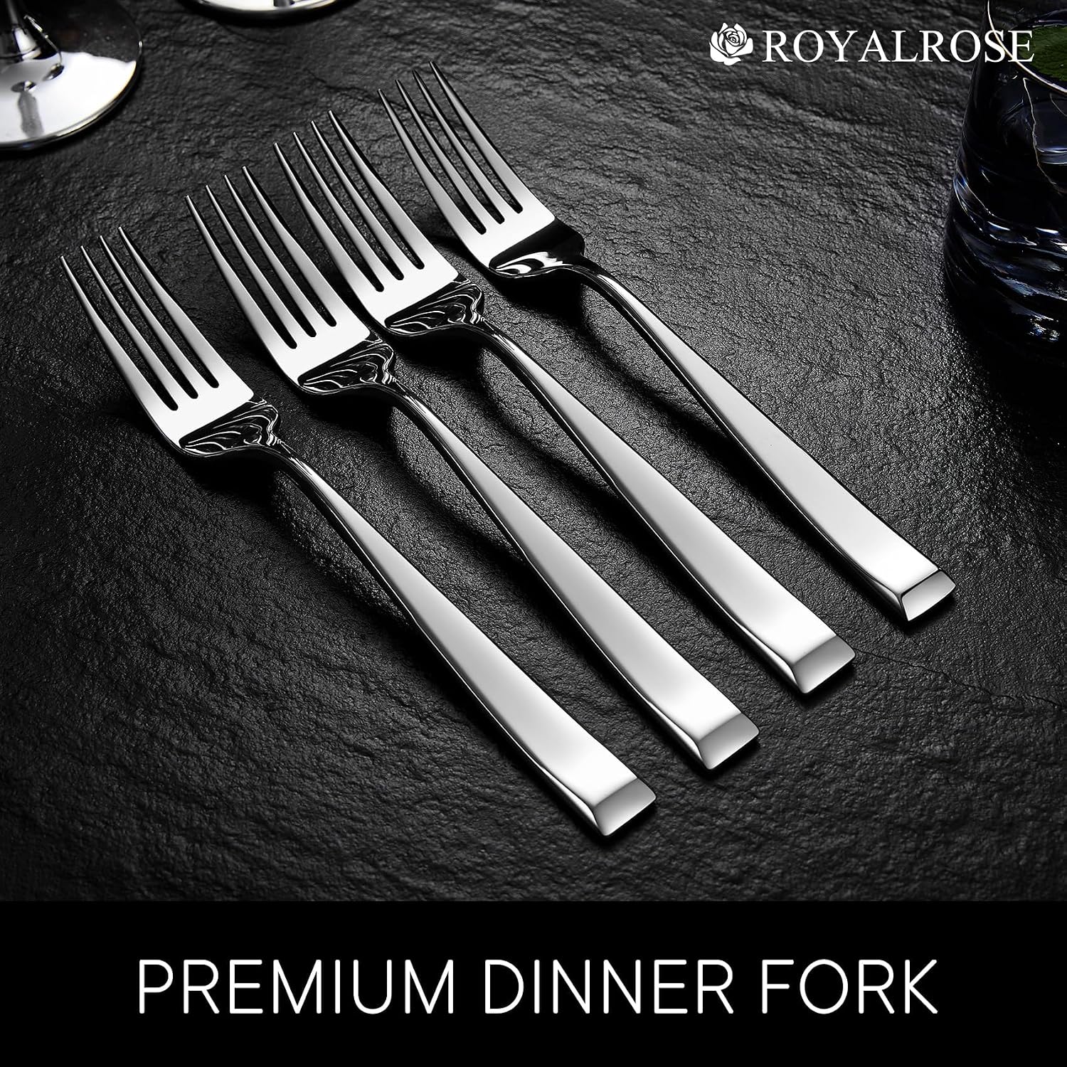 Royalrose Alexander Fine Forks  Set of 4  18/10 Stainless Steel  Well Made  Dishwasher Safe  Heavy Duty Fork (8.1" Dinner Fork)