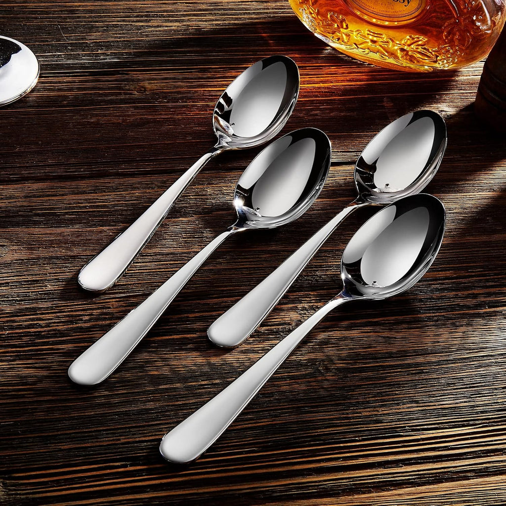 KEAWELL Premium Louise Spoons Set  Set of 4  18/10 Stainless Steel  Exceptional mirror finish  Dishwasher Safe (7.6" Dinner Spoon)