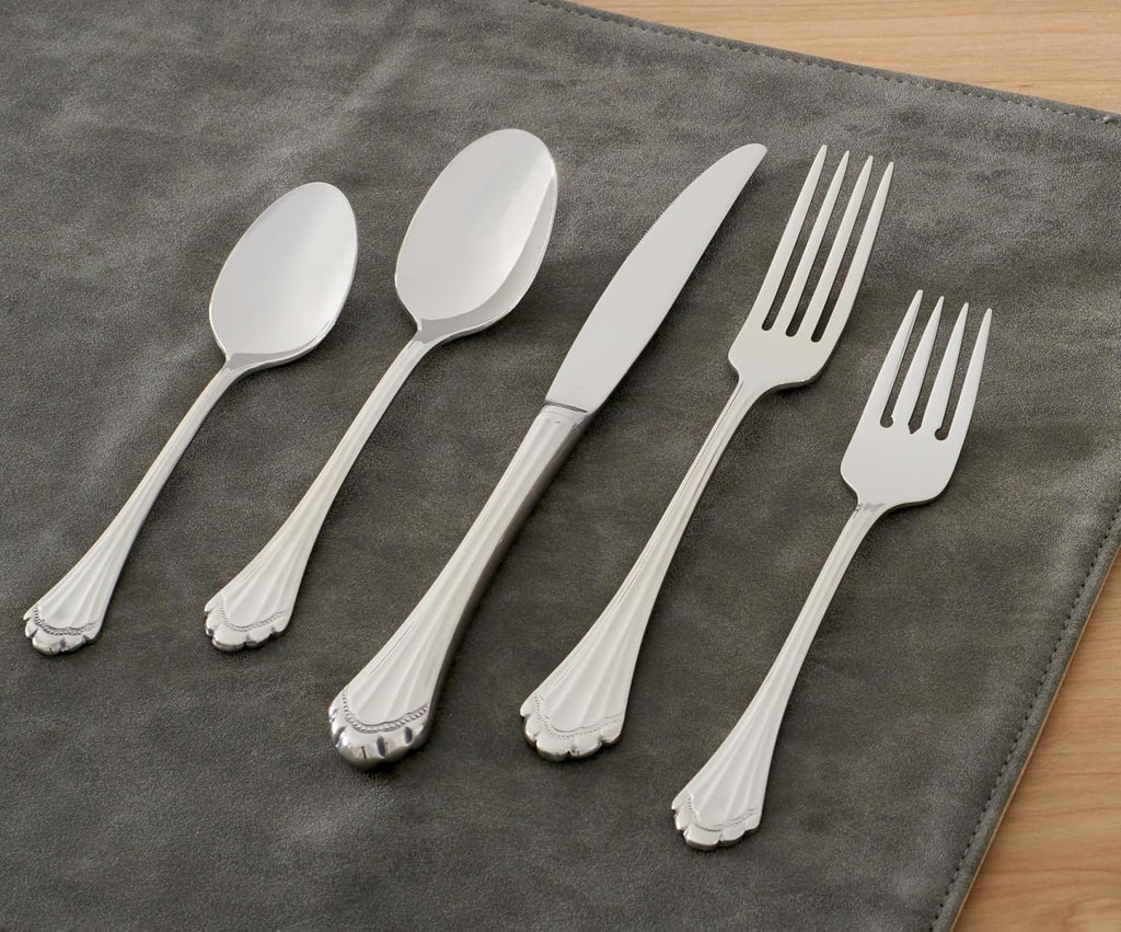 Oneida Marquette Fine Flatware Salad Forks  Set of 4  18/8 Stainless Steel  Silverware Set  Dishwasher Safe  Silver