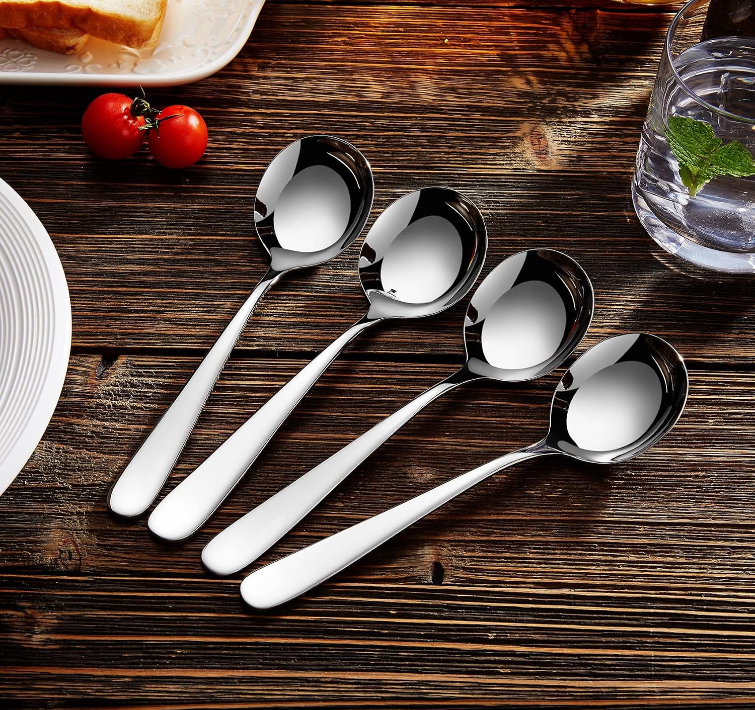 KEAWELL Premium 7" Louise Soup Spoons  18/10 Stainless Steel  Dishwasher Safe (4)