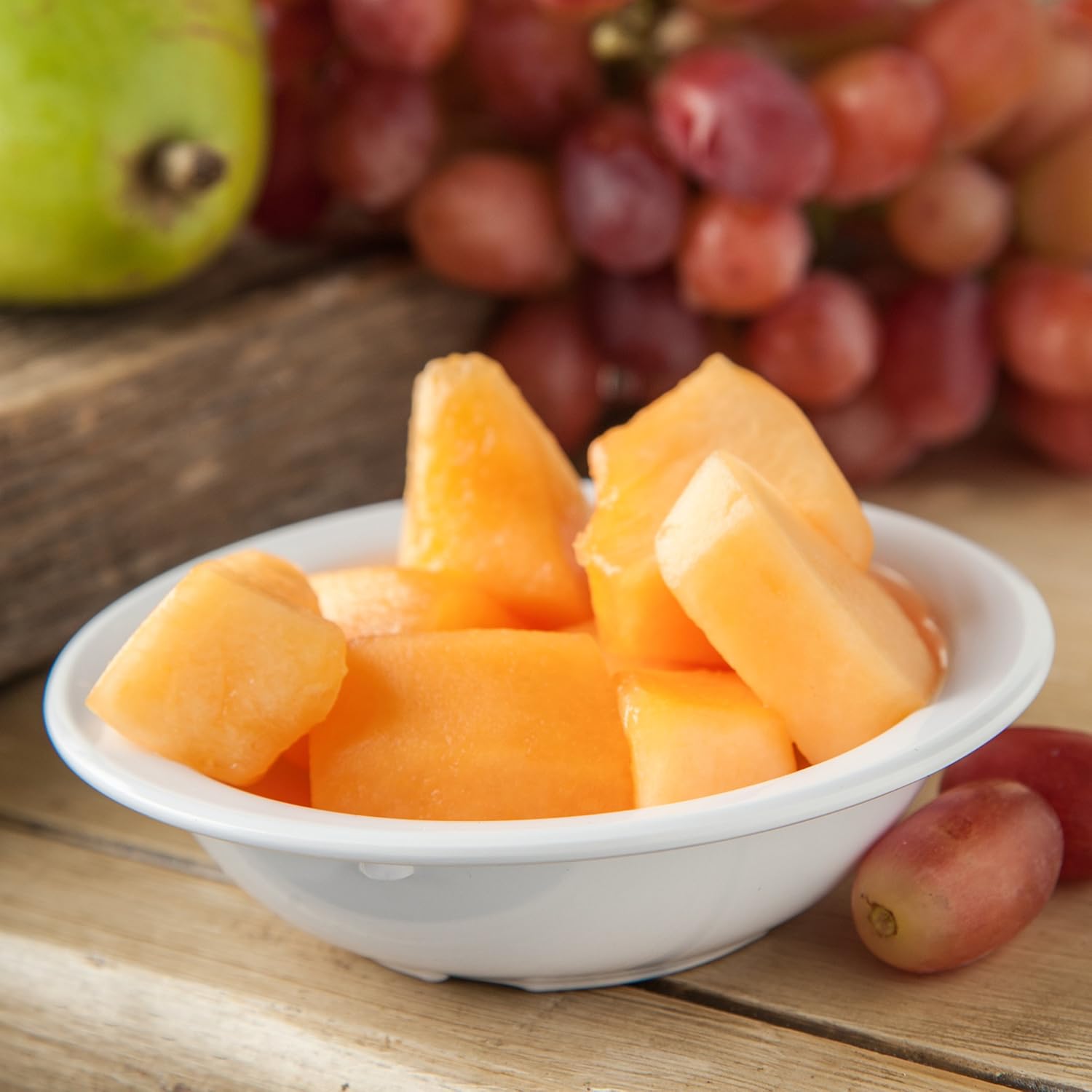 Carlisle FoodService Products Dallas Ware Reusable Plastic Bowl Fruit Bowl for Buffets  Home  and Restaurants  Melamine  4.75 Ounces  White  (Pack of 48)