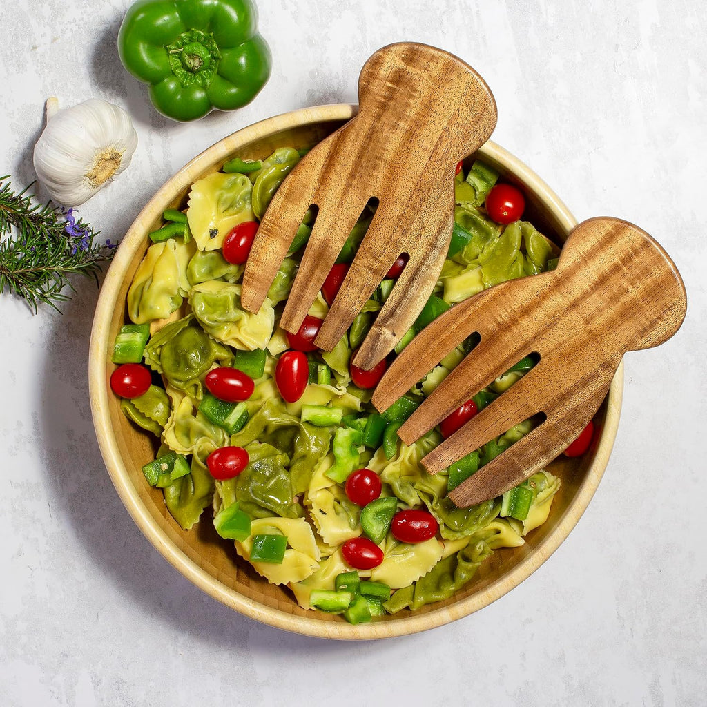 TB Home Salad Hands – Acacia Wood Salad Serving Utensils for Tossing & Serving