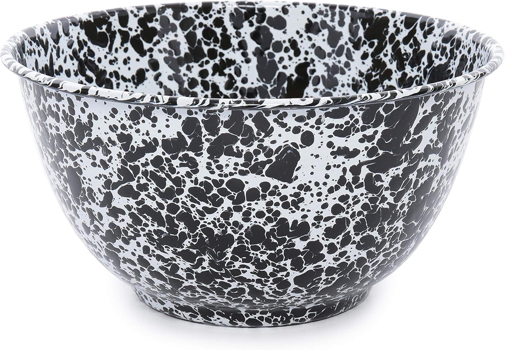 Crow Canyon Home Enamelware Salad Bowl  5 quart  Black/White Splatter