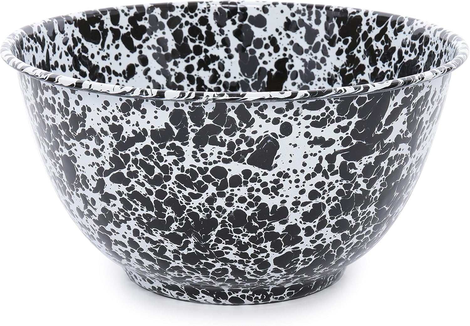 Crow Canyon Home Enamelware Salad Bowl  5 quart  Black/White Splatter