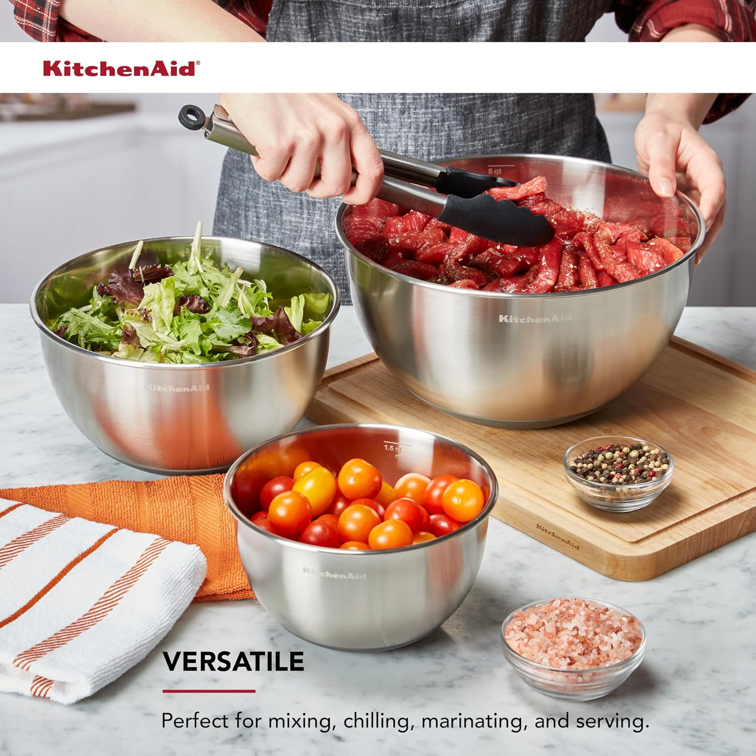 KitchenAid Stainless Steel Mixing Bowls  Set Of 3