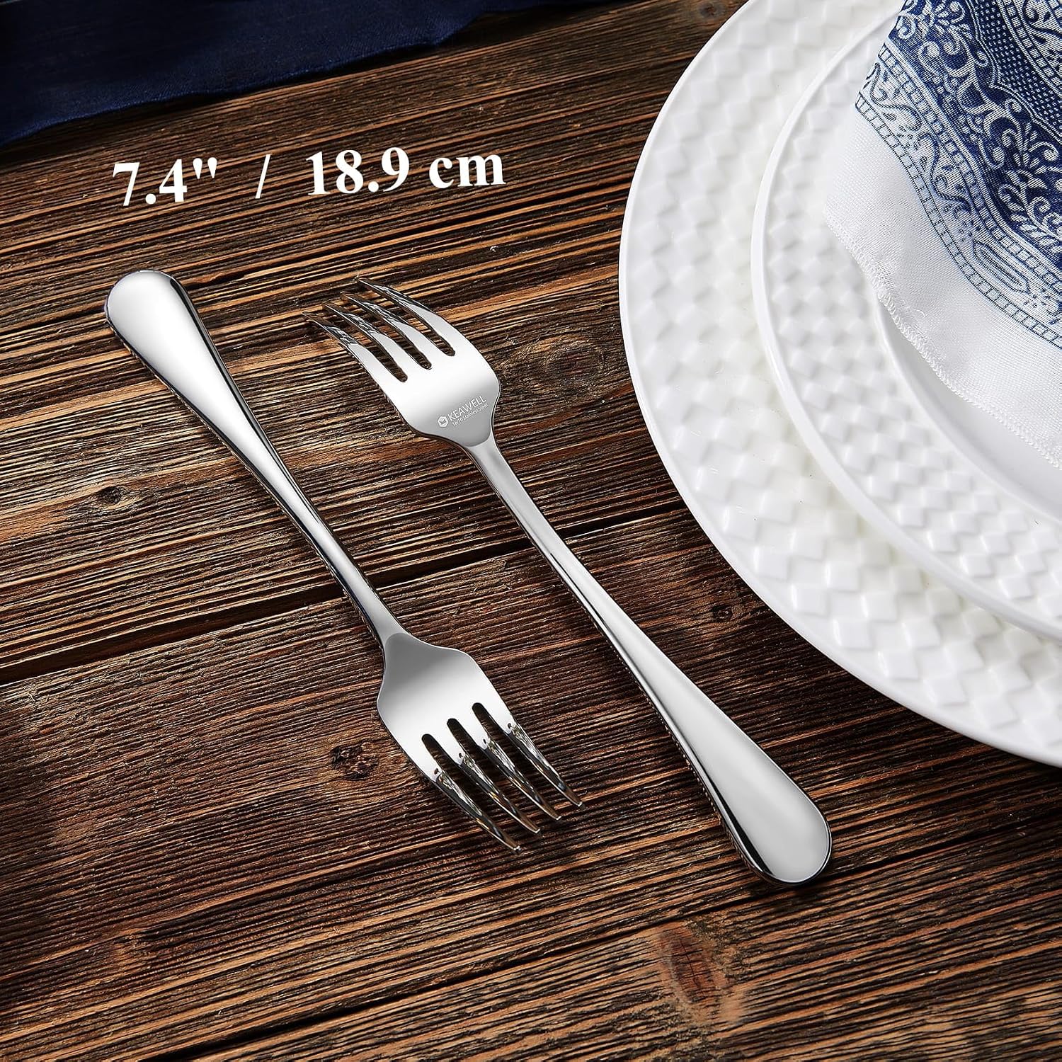 KEAWELL Premium Fine Verona 4-Piece 7.4 inch Fork Set – 18/10 Stainless Steel  Heavy-Duty Mirror-Finished Silverware for Elegant Everyday Dining and Entertaining (4  Salad Forks)