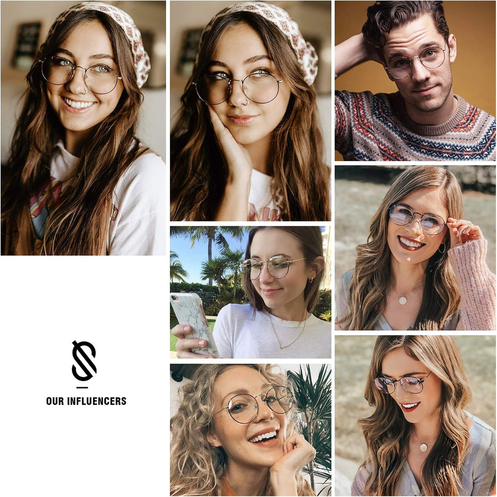 SOJOS Blue Light Blocking Computer Glasses Round Eyewear Anti Blue Light Lens Preppy Chic SJ5024B