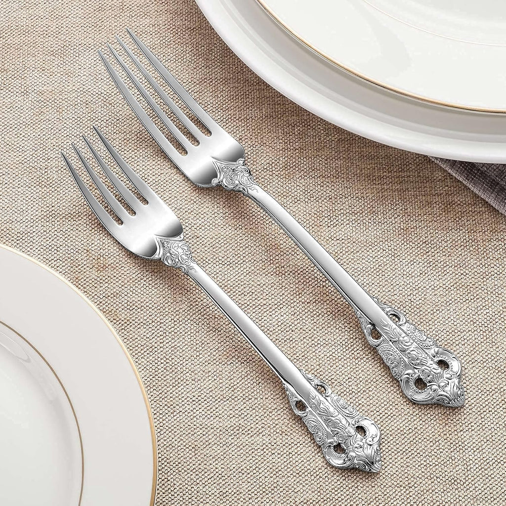 KEAWELL Luxury Salad Forks Dessert Forks Set  Set of 4  18/10 Stainless Steel  7 Inches  Dishwasher Safe  Mirror Polished  Silverware Fork Set (Silver)