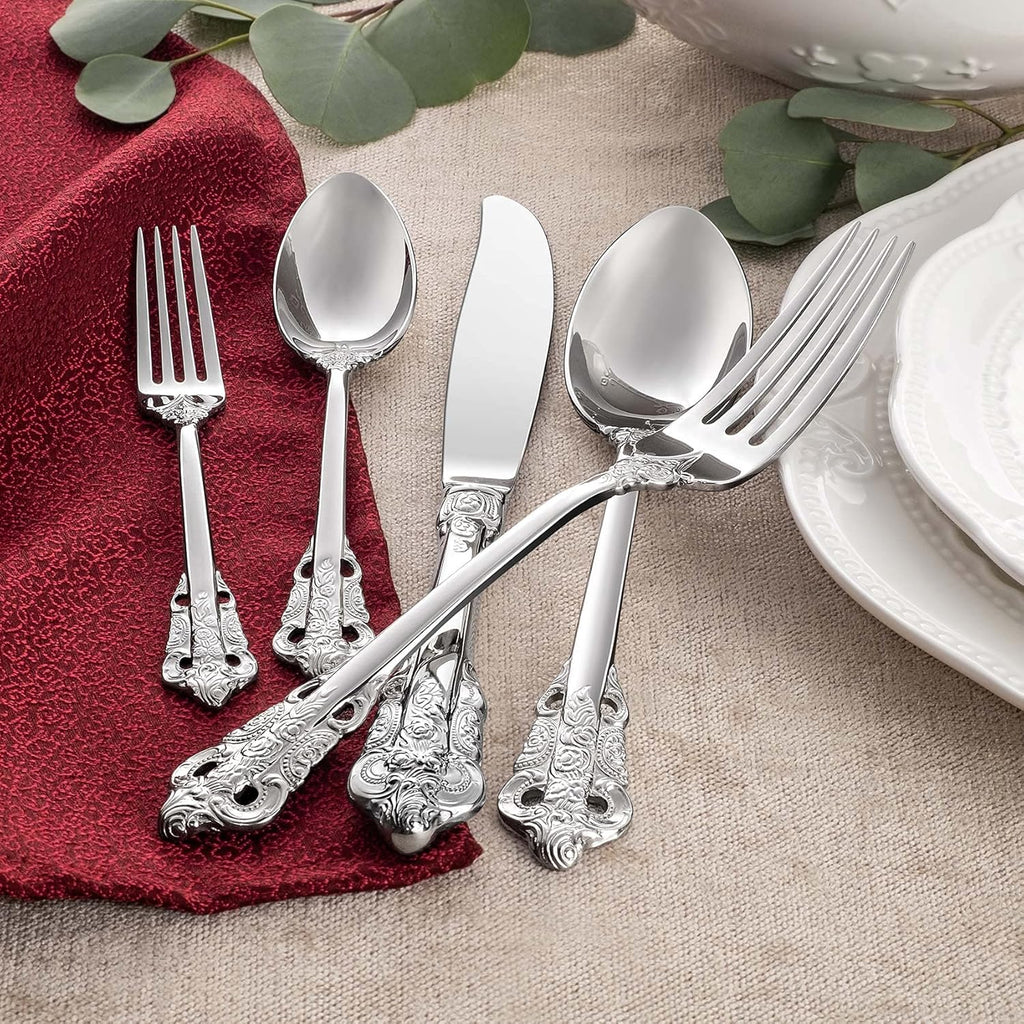 KEAWELL Luxury Dinner Fork  Set of 4  18/10 Stainless Steel  8 Inches  Dishwasher Safe  Mirror Polished  Silverware Fork Set (Silver)