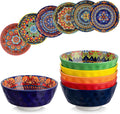 vancasso 26oz Cereal Bowls Set of 6  Boho Ceramic Soup Bowls with Colorful Bohemian Pattern  Microwave & Dishwasher Safe Serving Bowls for Salad  Oatmeal  Pasta  KRVI Series