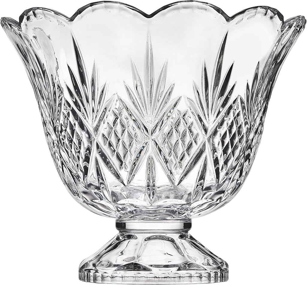 Godinger Dublin Crystal Punch Bowl Set with 8 Cups and Ladle - 10 Piece Set