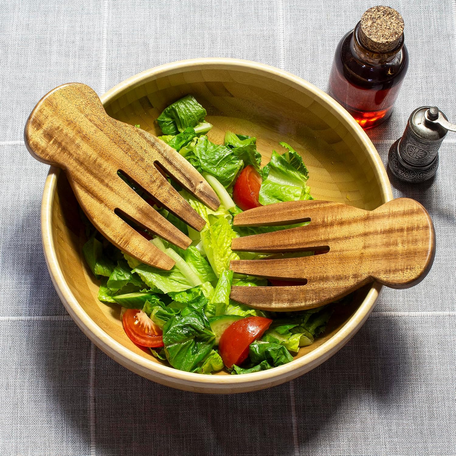 TB Home Salad Hands – Acacia Wood Salad Serving Utensils for Tossing & Serving