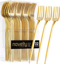Novelty Modern Flatware  Cutlery  Disposable Plastic Salad forks Luxury Gold 32 Count