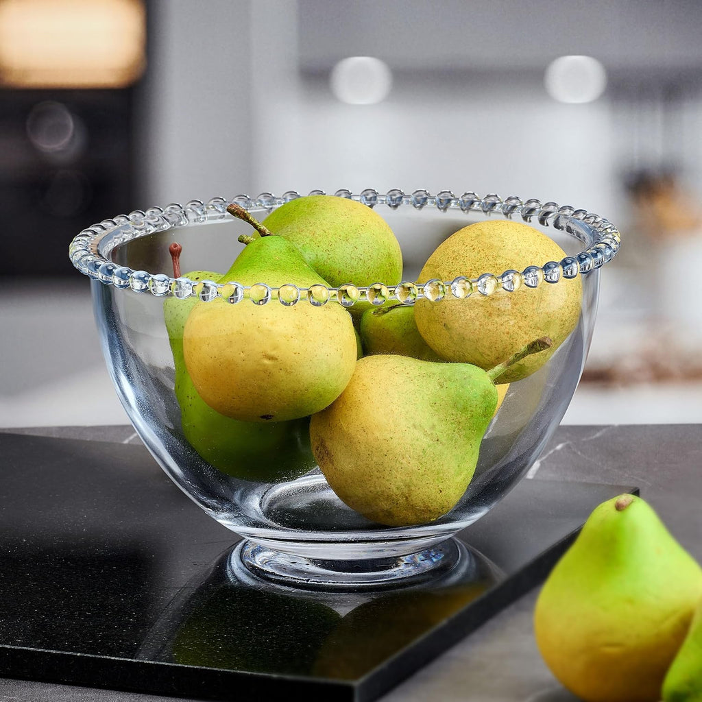 Fitz and Floyd Beaded Glass Fruit Serve Salad Bowl  8.25 Inch