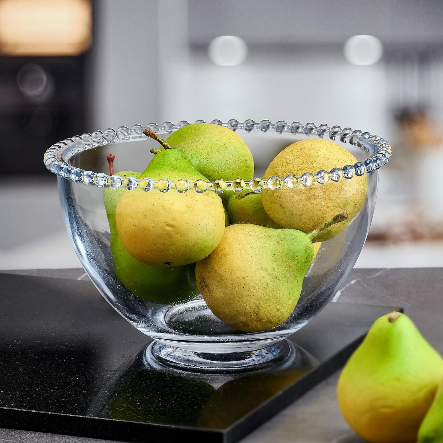 Fitz and Floyd Beaded Glass Fruit Serve Salad Bowl  8.25 Inch