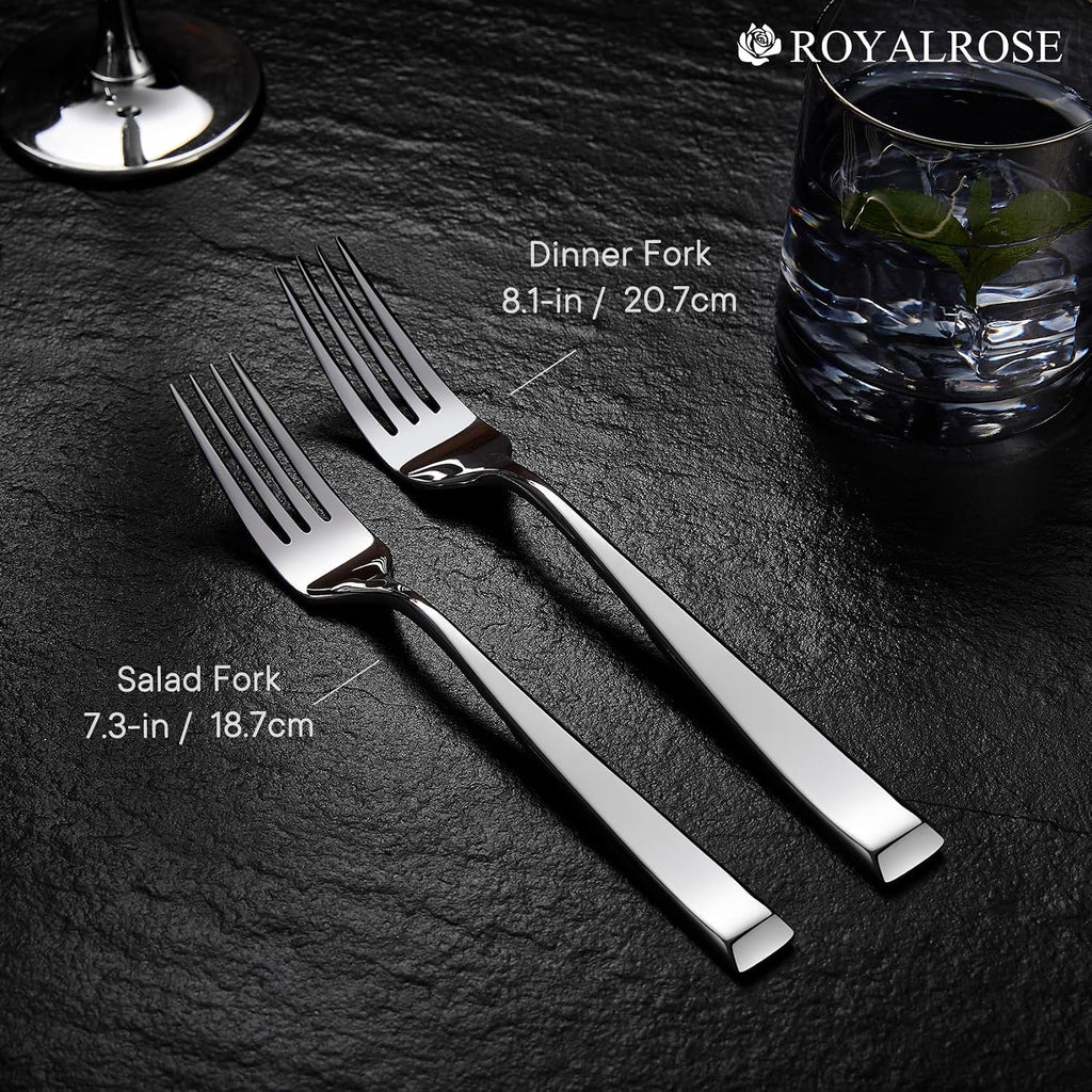 Royalrose Alexander Fine Forks  Set of 4  18/10 Stainless Steel  Well Made  Dishwasher Safe  Heavy Duty Fork (8.1" Dinner Fork)
