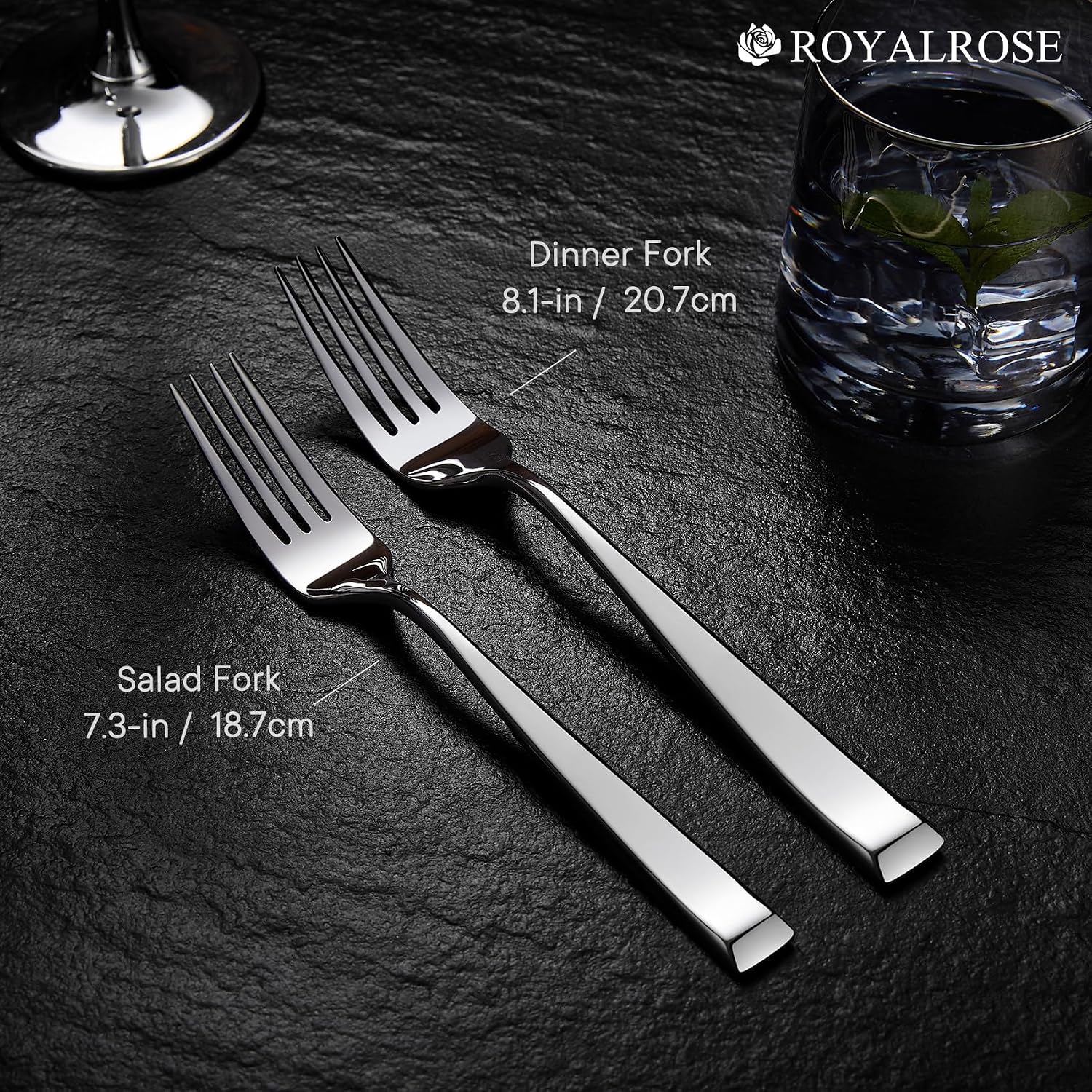Royalrose Alexander Fine Forks  Set of 4  18/10 Stainless Steel  Well Made  Dishwasher Safe  Heavy Duty Fork (8.1" Dinner Fork)