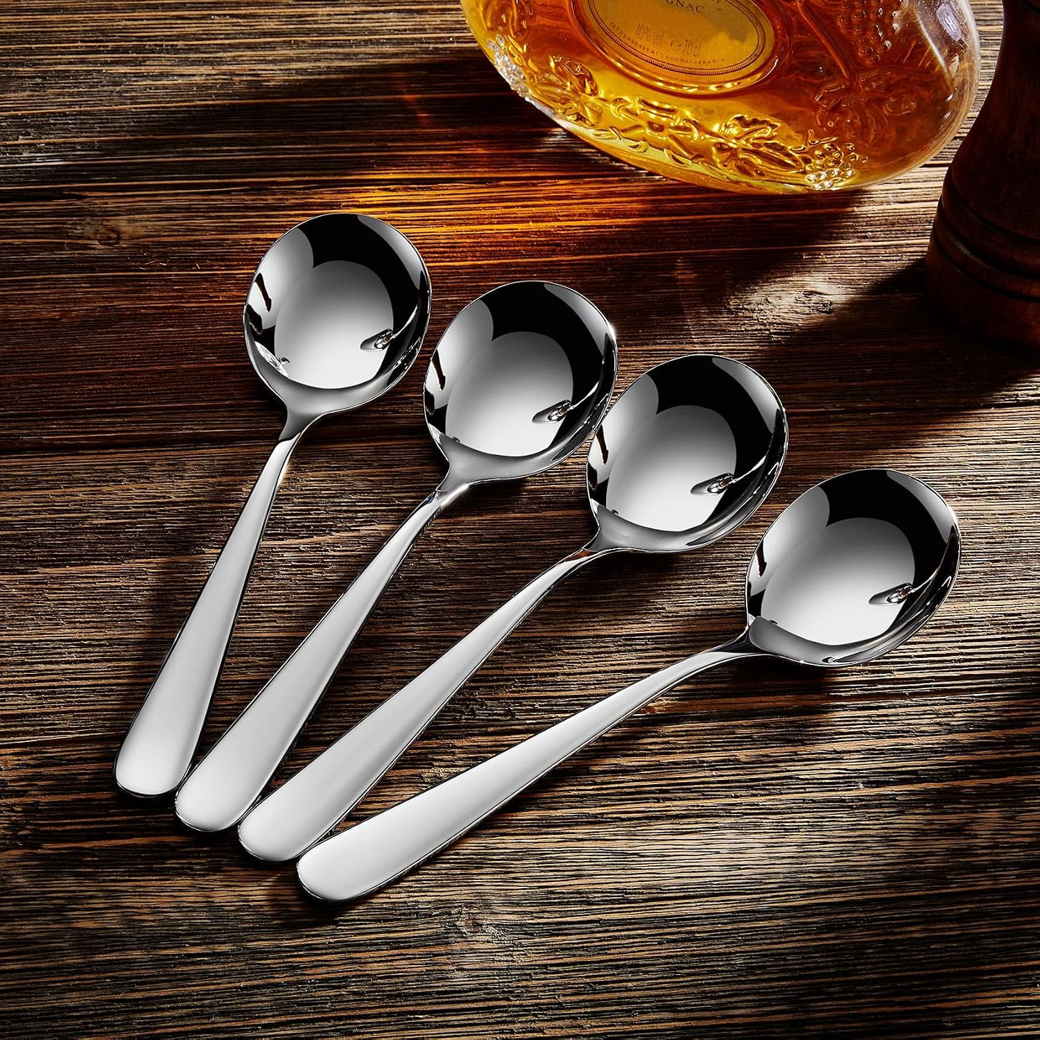 KEAWELL Premium 7" Louise Soup Spoons  18/10 Stainless Steel  Dishwasher Safe (4)